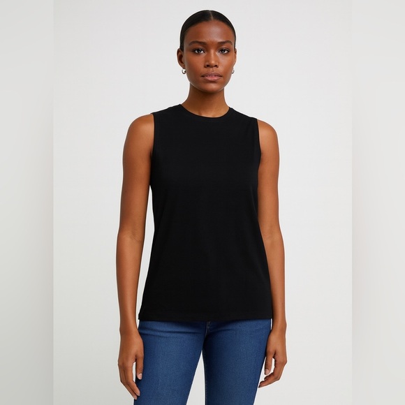 Eileen Fisher Classic Black Muscle Tee size Small Capsule Minimalist - Picture 1 of 5
